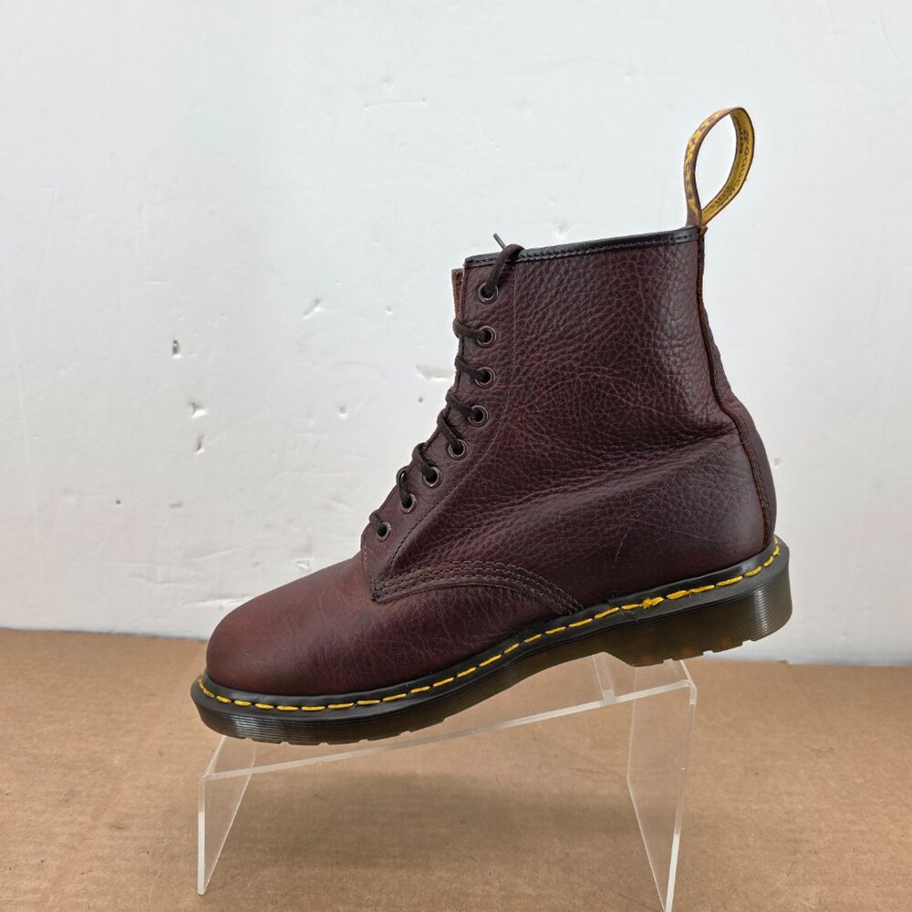 VTG Oiled Leather Dr Martens Made In England Boots  Brown Men's Sz 10  8 Eyelets - Picture 13 of 16